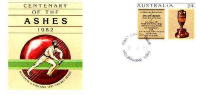 Australia 1982 Centenary of the Ashes 24c postal stationery envelope with first day cancellation