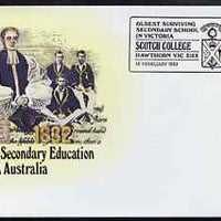 Australia 1982 150 years of Secondary Education 24c postal stationery envelope with special illustrated 'Scotch College' first day cancellation