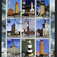 Benin 2003 Lighthouses of Europe perf sheetlet containing 9 values each with Rotary Logo fine cto used