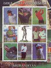 Afghanistan 2000 Golf Past and Present perf sheetlet containing set of 9 values unmounted mint