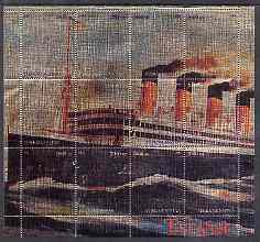 Turkmenistan 2000 Titanic perf composite sheetlet containing 12 values printed on metallic foil unmounted mint