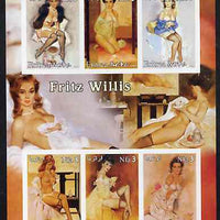 Eritrea 2003 Fantasy Art by Fritz Willis (Pin-ups) imperf sheet containing 6 values, unmounted mint