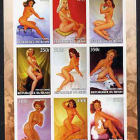 Benin 2002 Fantasy Art by Baron Jerry Von Lind (Pin-ups) imperf sheet containing 9 values, unmounted mint