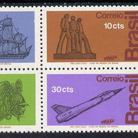 Brazil 1972 Armed Forces Day se-tenant block of 4 plus label (Ship & Aircraft) unmounted mint