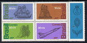 Brazil 1972 Armed Forces Day se-tenant block of 4 plus label (Ship & Aircraft) unmounted mint