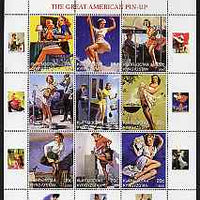 Kyrgyzstan 2000 The Great American Pin-Up perf sheetlet containing set of 9 values unmounted mint