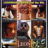 Tadjikistan 2002 Legendary Movies of the '90's - Leon, large perf sheetlet containing 1 value unmounted mint (also shows Marilyn Monroe)