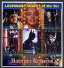 Tadjikistan 2002 Legendary Movies of the '90's - Batman Returns, large perf sheetlet containing 1 value unmounted mint (also shows Marilyn Monroe)