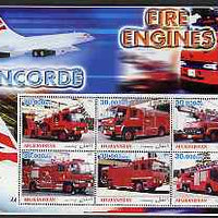 Afghanistan 2003 Fire Engines & Concorde #2 perf sheetlet containing 6 values unmounted mint