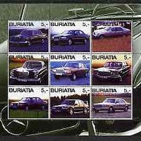 Buriatia Republic 2003 Mercedes Cars perf sheetlet containing set of 9 values unmounted mint