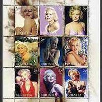 Buriatia Republic 2003 Marilyn Monroe perf sheetlet containing set of 9 values unmounted mint