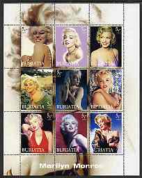 Buriatia Republic 2003 Marilyn Monroe perf sheetlet containing set of 9 values unmounted mint