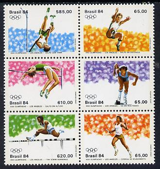 Brazil 1984 Olympic Games set of 6 in se-tenant block, SG 2066-72