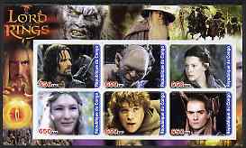 Congo 2003 Lord of the Rings #1 imperf sheetlet containing set of 6 values unmounted mint