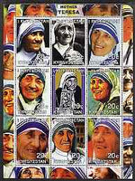 Kyrgyzstan 2001 Mother Teresa perf sheetlet containing set of 9 values unmounted mint