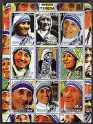 Kyrgyzstan 2001 Mother Teresa perf sheetlet containing set of 9 values unmounted mint