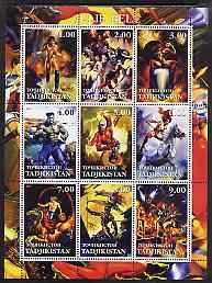 Tadjikistan 2001 Fantasy Art by Julie Bell perf sheetlet containing 9 values unmounted mint