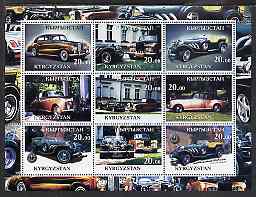 Kyrgyzstan 2001 Luxury cars perf sheetlet containing 9 values unmounted mint