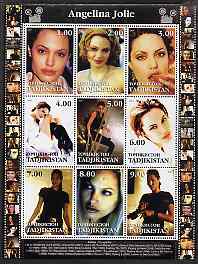 Tadjikistan 2001 Angelina Jolie perf sheetlet containing 9 values unmounted mint