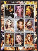 Tadjikistan 2001 Michelle Pfeiffer perf sheetlet containing 9 values unmounted mint