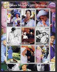 Tadjikistan 2000 Queen Mother's 100th Birthday #2 perf sheetlet containing 9 values unmounted mint