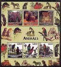 Congo 2005 Animals & Birds perf sheetlet containing 6 values each with Scouts Logo unmounted mint