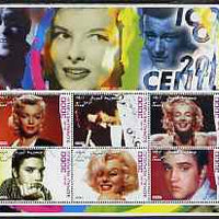 Somalia 2001 Icons of the 20th Century #02 - Elvis & Marilyn perf sheetlet containing 6 values with John Wayne in background fine cto used