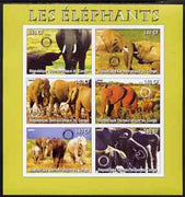 Congo 2003 Elephants imperf sheetlet #01 (green border) containing 6 x 140 CF values each with Rotary Logo, unmounted mint