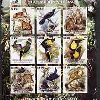 Mauritania 2003 The Nature Conservancy imperf sheetlet containing set of 9 values (Birds & Animals by John Audubon) unmounted mint