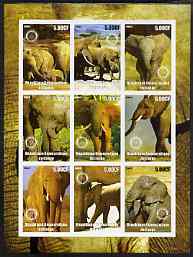 Congo 2003 Elephants imperf sheetlet containing 9 values each with Rotary Logo unmounted mint