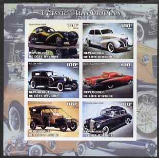 Ivory Coast 2003 Classic Cars imperf sheetlet containing 6 values unmounted mint