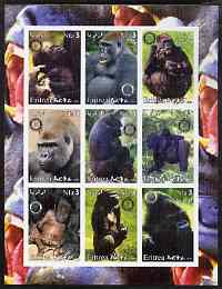 Eritrea 2003 Gorillas imperf sheetlet containing set of 9 values each with Rotary Logo unmounted mint