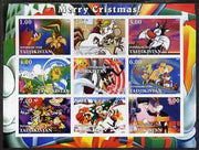 Tadjikistan 2002 Looney Tunes Merry Christmas imperf sheetlet containing 9 values unmounted mint