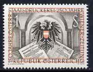 Austria 1954 State Printing Works and 'Wiener-Zeitung' (newspaper) Anniversaries 1s unmounted mint, SG1268