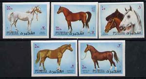 Fujeira 1970 Horses set of 5 imperf unmounted mint, Mi1538B-1542B