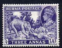 Burma 1946 Elephant & Teak 3a blue-violet unmounted mint, SG 57a*