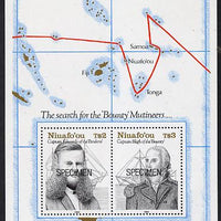 Tonga - Niuafo'ou 1991 Charting m/sheet opt'd SPECIMEN (Capt Bligh, Edwards, their Ships & Course) unmounted mint, as SG MS 155