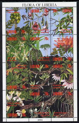 Liberia 1993 Flora of Liberia perf sheetlet containing 12 values unmounted mint