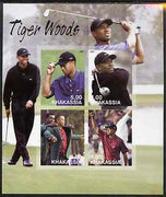 Chakasia 2001 Tiger Woods imperf sheetlet containing 4 values complete unmounted mint