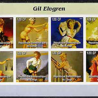 Congo 2004 Pin-Up Art by Gil Elvgren #1 imperf sheetlet containing 8 values, unmounted mint