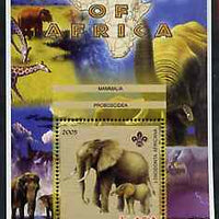 Malawi 2005 Animals of Africa - Elephants perf m/sheet with Scout Logo and Giraffe in background, unmounted mint