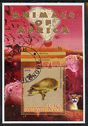 Malawi 2005 Animals of Africa - Turtle perf m/sheet with Scout Logo & Lions in background, fine cto used