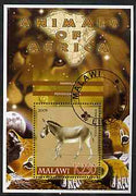 Malawi 2005 Animals of Africa - Horse perf m/sheet with Scout Logo & Lions in background, fine cto used