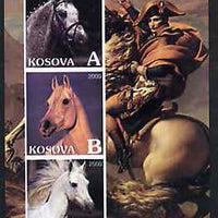 Kosova 2000 Horses of the World imperf sheetlet containing set of 3 values unmounted mint