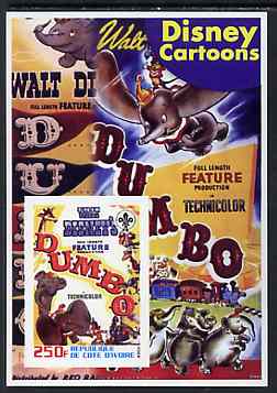 Ivory Coast 2003 Disney Cartoons #07 - Dumbo imperf souvenir sheet with Scout Logo, unmounted mint