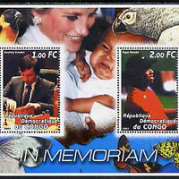 Congo 2001 In Memoriam #2 (Princess Di, Karpov & Tiger Woods) perf sheetlet containing 2 values unmounted mint