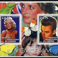 Congo 2001 In Memoriam #8 (Princess Di, Marilyn & James Dean) perf sheetlet containing 2 values unmounted mint