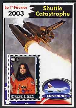 Guinea - Conakry 2003 Shuttle Catastrophe #5 perf m/sheet (Kalpana Chawla & Concorde) unmounted mint