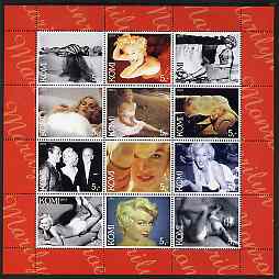 Komi Republic 2003 Marilyn Monroe perf sheetlet containing 12 values unmounted mint