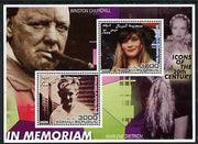 Somalia 2001 In Memoriam - Princess Diana & Walt Disney #07 perf sheetlet containing 2 values with Churchill & Marlene Dietrich in background unmounted mint